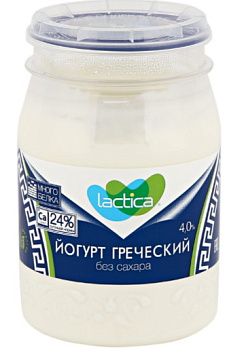 Йогурт греческий LACTICA натуральный  4% 190г без ЗМЖ