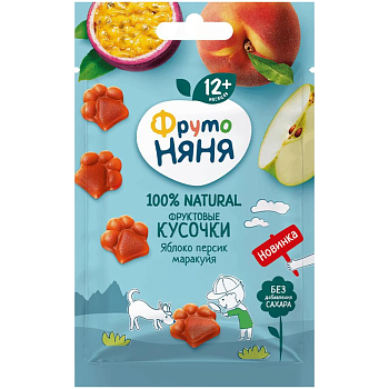 Фруктовые кусочки ФРУТОНЯНЯ из яблок, персиков и маракуйи 15г
