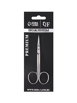 Ножницы маникюр PREMIUM узкие загнутые 5*25мм/10,5*4,4*0,3см лого QF серебр блистер QF 7030592