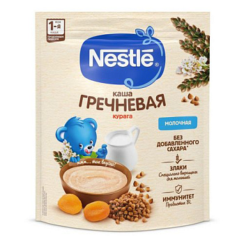Каша NESTLE молочная гречневая с курагой с 5мес 200г пауч