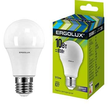 Лампы светодиод Ergolux  LED-А60-10W-E27-6K 10Вт Е27 6500К ЛОН дневной свет