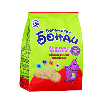 Печенье БЕГЕМОТИК БОНДИ обогащенное железом с 5мес 180г