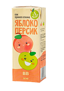 Сок ВКУСВИЛЛ Яблоко-Персик прямого отжима с 5мес 0,2л т/п