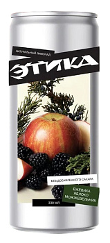 Натуральный лимонад Этика среднегаз ежевика,яблоко,можжевельник без сахара 0,33л ж/б