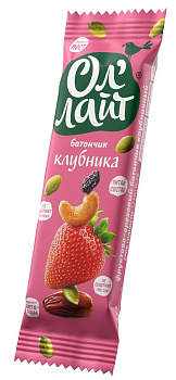 Батончик фруктово-ореховый Ол'Лайт Клубничный 30г