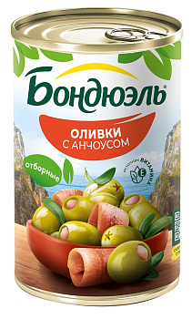 Оливки BONDUELLE фаршированные с анчоусом 314г ж/б