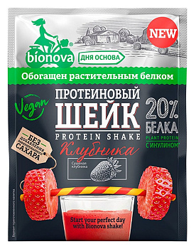 Шейк BIONOVA протеиновый с клубникой 25г