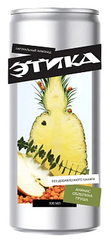 Натуральный лимонад Этика среднегаз ананас,облепиха,груша без сахара 0,33л ж/б