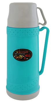 Термос 450мл со стекл колбой с крышкой-кружкой бирюзовый 0452