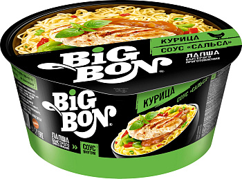 Лапша б/п BIG BON курица+соус сальса  85г чашка