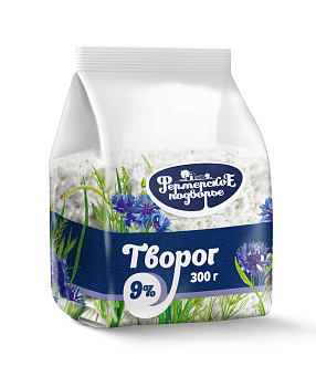 Творог Фермерское подворье 9% 300г пакет Продукт без ЗМЖ 