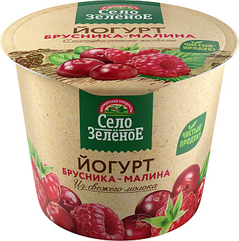 Йогурт Село зеленое Брусника-малина 3,5% пл/ст 120г
