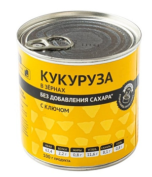 Кукуруза Вкусвилл в зернах без доб. Сахара 340г  