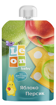 Пюре Leon baby Яблоко и Персик с 5 мес 90г д/п