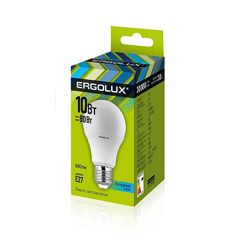 Лампы светодиодные Ergolux LED-А60-10W-E27-4K 10Вт Е27 4500К ЛОН 80Вт