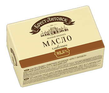 Масло сладкосливочное несоленое Брест-Литовск с м.д.ж. 82,5% ВС 180г