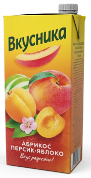 Напиток сокосодержащий ВКУСНИКА Абрикос-персик-яблоко 0,95л т/п