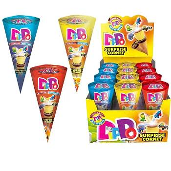 Вафли DIPPO CORNET рожок с шоколадной начинкой и цветным драже 75г