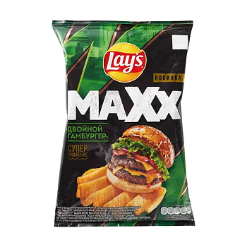 Чипсы LAYS 100г Max рифленые Двойной гамбургер