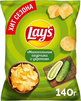 Чипсы LAYS малосольные огурчики с укропом 140г