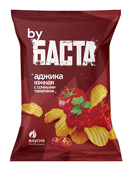 Чипсы рифленые БАСТА со вкусом Аджика южная с сочными томатами 120г