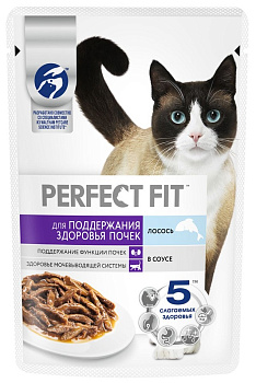 Корм PERFECT FIT д/поддержиния з/почек кошек с лососем 75г