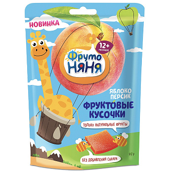 Фруктовые кусочки ФРУТОНЯНЯ из яблок и персиков 53г