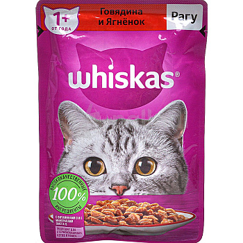 Корм WHISKAS рагу говядина ягненок 75г