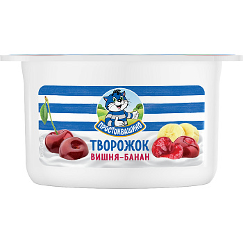 Продукт творожный Простоквашино Вишня-Банан 3,6% 110гр