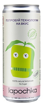 Напиток среднегазированный ЛАПОЧКА Лимонад Мираж (Попробуй Технологии на Вкус) без сахара 0,33л ж/б