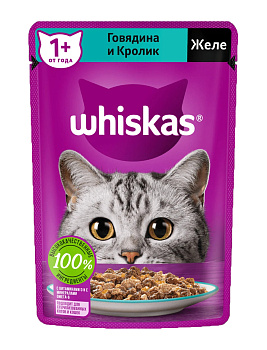 Корм WHISKAS Желе говядина/кролик 75г