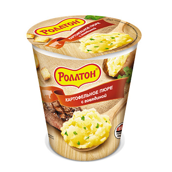 Пюре картофельное б/п РОЛЛТОН с говядиной 55г стакан