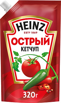 Кетчуп HEINZ острый 320г дой-пак