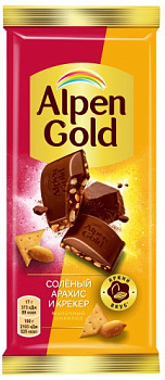 Шоколад ALPEN GOLD молочный соленый арахис/крекер 80г