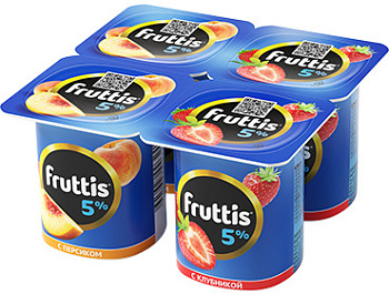 Йогуртовый продукт без ЗМЖ FRUTTIS сл лакомство 5% клубника-персик 115г