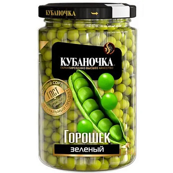 Горошек КУБАНОЧКА зеленый 370г с/б
