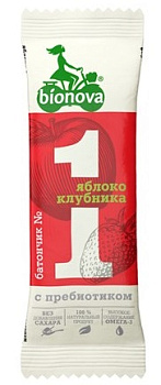 Батончик BIONOVA фруктово-ореховый №1 с яблоком и клубникой 35г