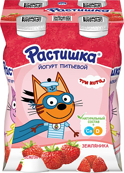Йогурт Растишка питьевой Земляника 1,6% 90г без ЗМЖ