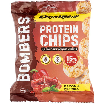 Чипсы BOMBBAR цельнозерновые "Бекон с паприкой" 50г