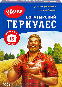 Хлопья УВЕЛКА овсяные геркулес Богатырский 500г