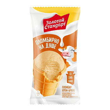 Мороженое ЗОЛОТОЙ СТАНДАРТ Стаканчик пломбир крем брюле  90 г Инмарко 