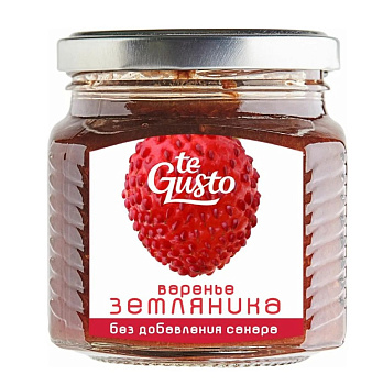 Варенье TE GUSTO земляника протерт. с виногад соком б/сахара 300г
