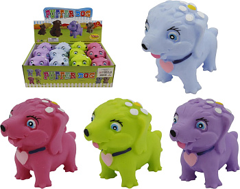 Игрушка-антистресс Собачка с ошейником светящаяся 7х11х8см 4140-1