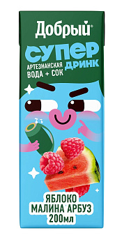 Напиток ДОБРЫЙ Active kid из яблок, малины и арбуза 0,2л т/п