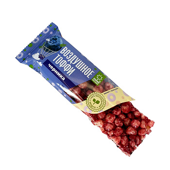 Батончик ABSOLUTE NATURE злаковый Воздушное тоффи с черникой 30г