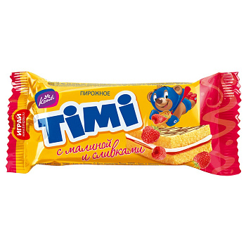 Пирожное бисквитное TIMI малина и сливки 330г