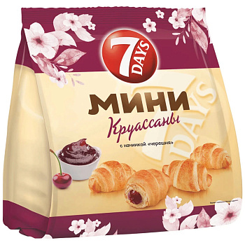 Мини круассаны 7DAYS c начинкой черешня 265г