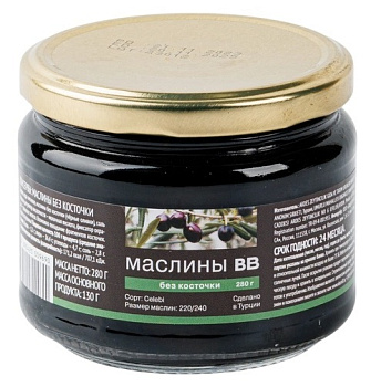 Маслины ВКУСВИЛЛ без косточки стекло 280г  