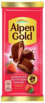 Шоколад ALPEN GOLD молочный клубника/йогурт 80г/85г