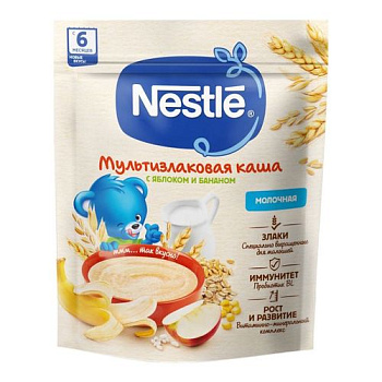 Каша NESTLE молочная мультизлаковая яблоко/банан с 6мес 200г пауч